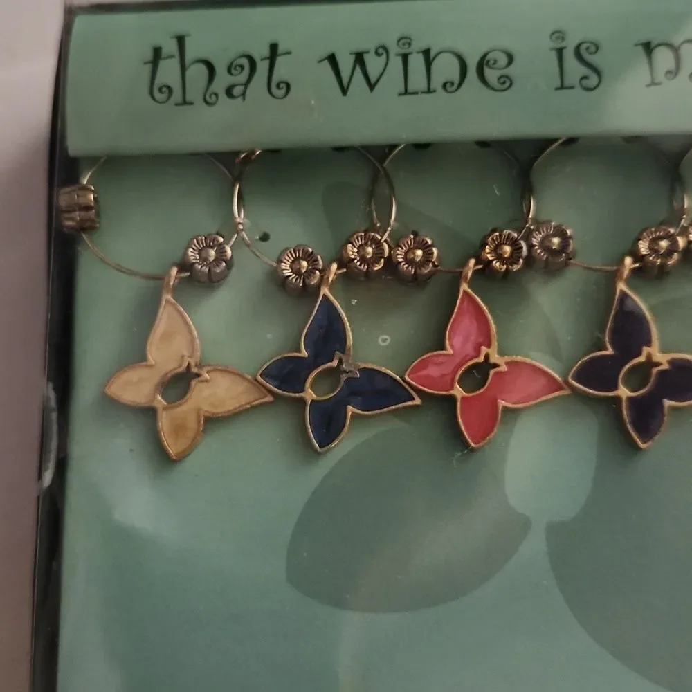 Kapalua Butterfly Logo That Wine is Mine Wine Charms NIB